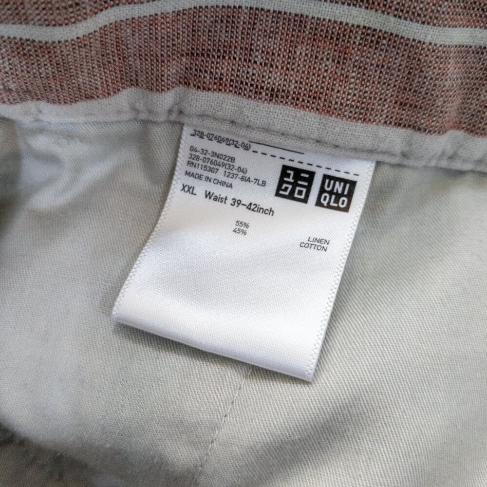 UNIQLO Mens Striped XXL 39-42 Waist Linen Look Shorts Vacation Casual Leisure - Picture 3 of 3